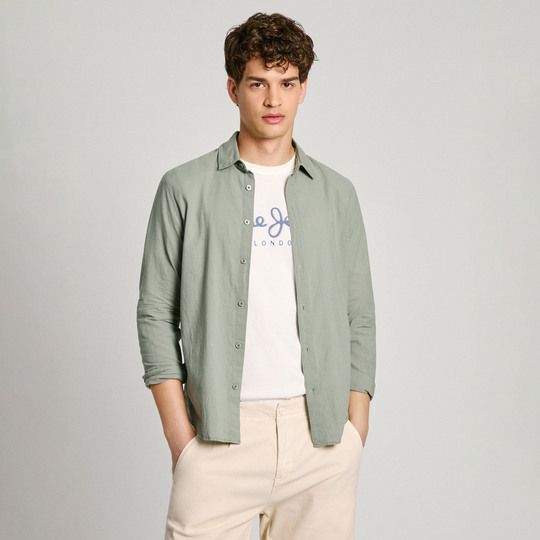 CAMISA VERDE LISA PEPE JEANS PARA HOMBRE