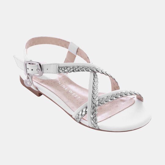 SANDALIA PLANA BLANCA COLGANTE METALIZADO NINE WEST PARA NIÑA