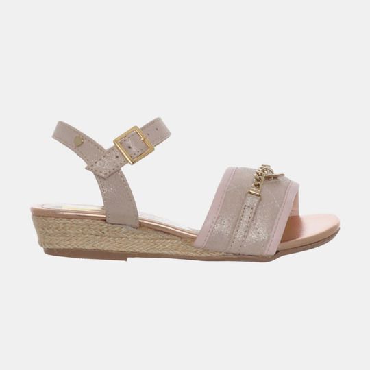 SANDALIA PLANA ROSA PÁLIDO PESPUNTES NINE WEST PARA NIÑA